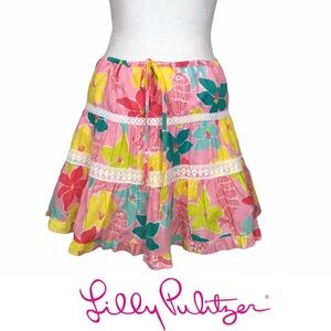 Lilly Pulitzer Cotton Colorful Floral Skirt Size XS